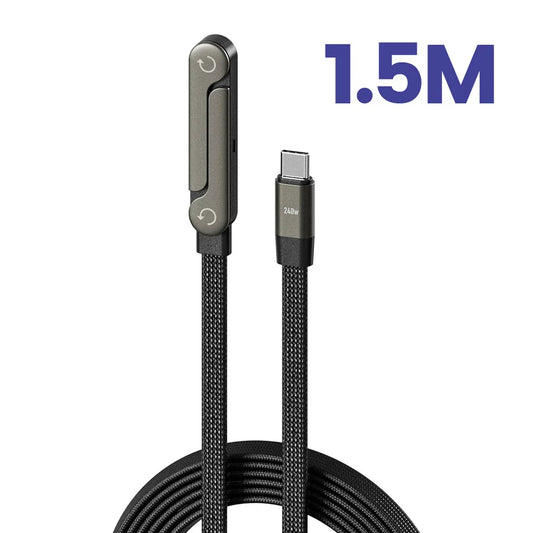 Black braided cable with USB-C connector on a white background, labeled 1.5M.