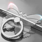 Butterfly-shaped phone ring holder with LED light on a gray background