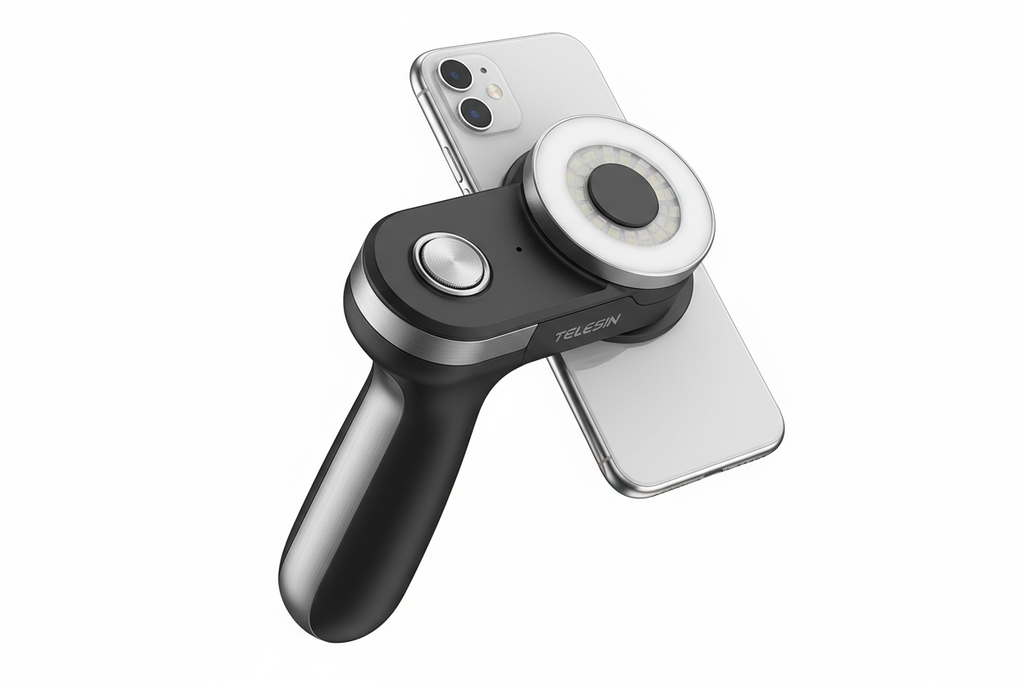 TELESIN MagSafe Camera Shutter Grip and Fill Light Set for iPhone