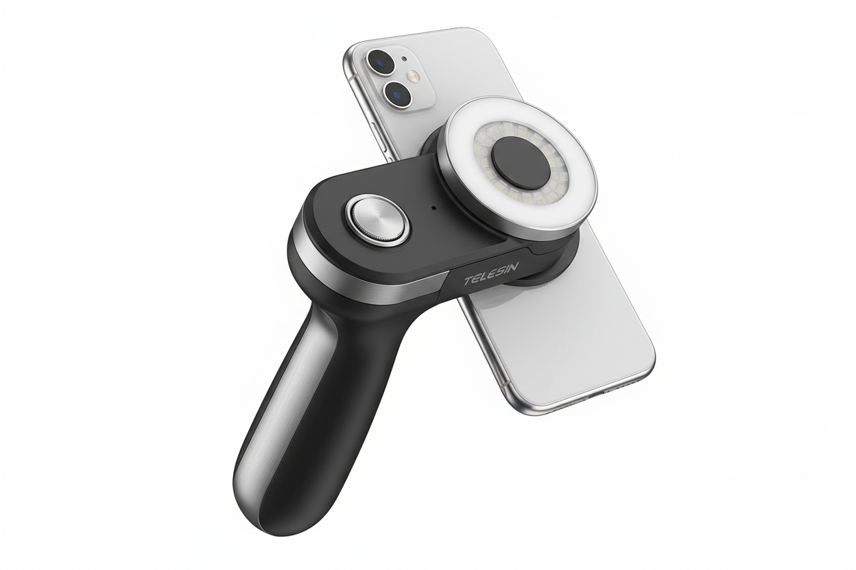 TELESIN MagSafe Camera Shutter Grip and Fill Light Set for iPhone